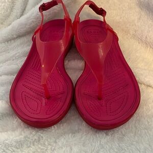 Crocs Shoes Women’s 10W Sexy T Strap Sandals Pink Thong Slingback T Strap Wedge